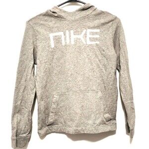 Nike Sz M Girls Hoodie Gray Long Sleeve Pullover Athletic Activewear logo kids